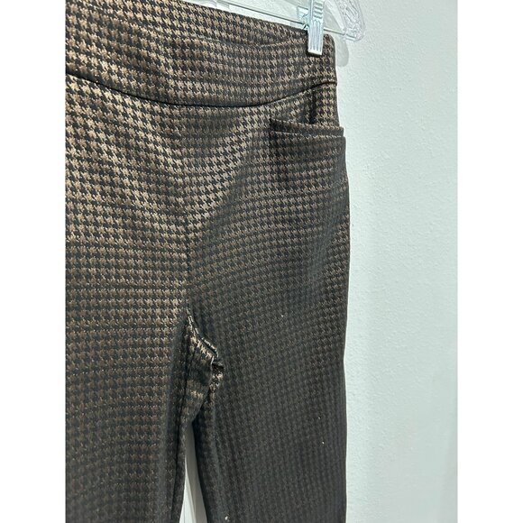 Chicos Womens Brown Black Houndstooth Slim Fit Pants Size 2 - Picture 4 of 9